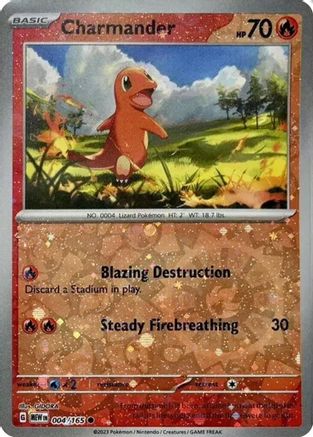 Charmander - 004/165 (Reverse Cosmos Holo) (Costco Exclusive) (4) Holofoil - Miscellaneous Cards & Products