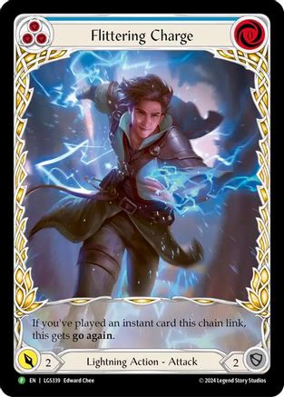 Flittering Charge (Blue) (Extended Art) (LGS339) Rainbow Foil - Flesh and Blood: Promo Cards