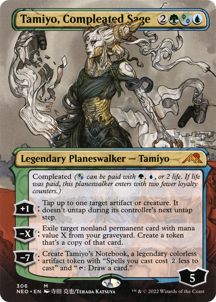 Tamiyo, Compleated Sage (Borderless) [Kamigawa: Neon Dynasty] Foil