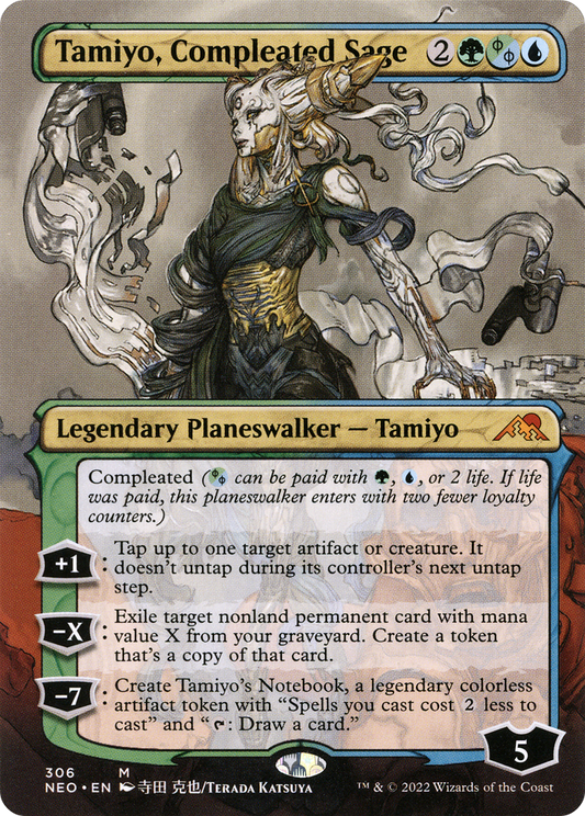 Tamiyo, Compleated Sage (Borderless) [Kamigawa: Neon Dynasty] Foil
