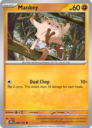 Mankey (098/191) [Scarlet & Violet: Surging Sparks] Reverse Holofoil