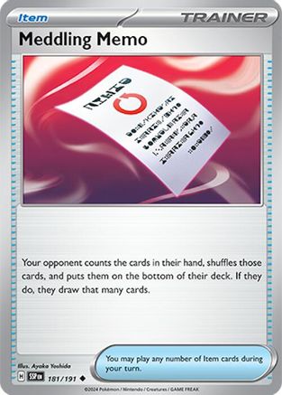 Meddling Memo (181/191) [Scarlet & Violet: Surging Sparks] Reverse Holofoil
