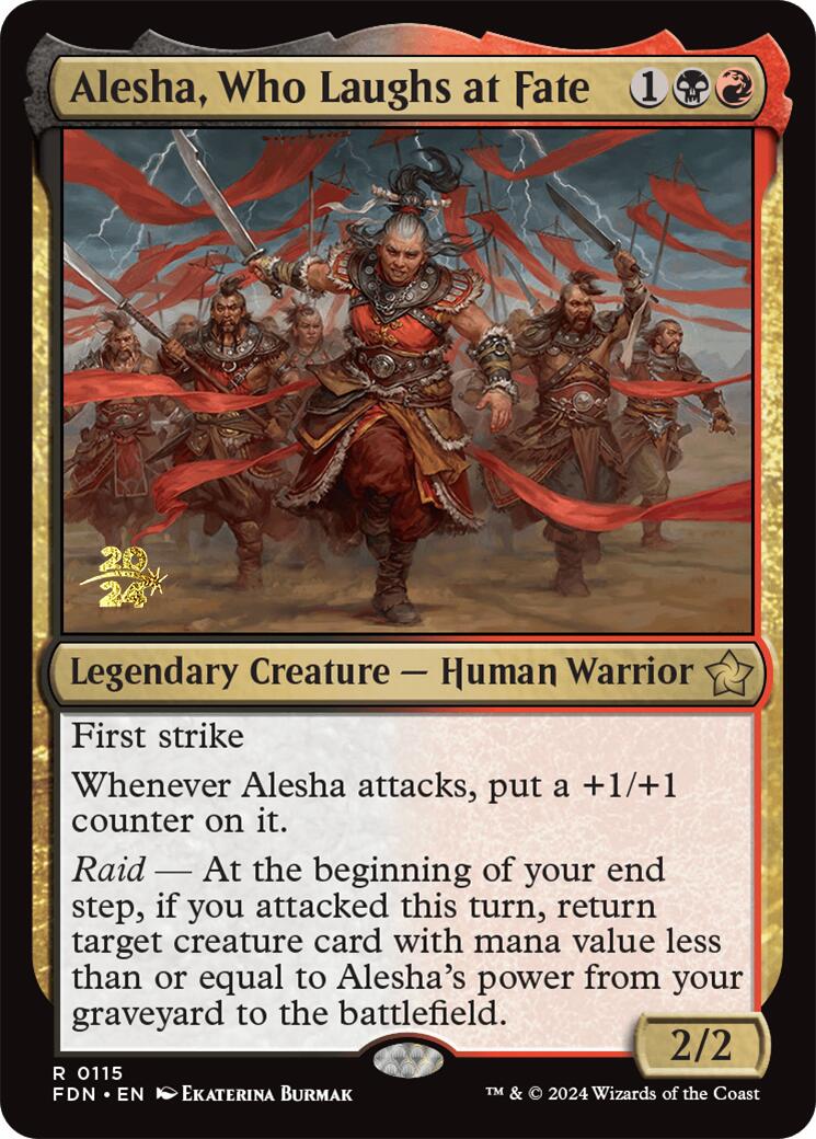 Alesha, Who Laughs at Fate [Foundations Prerelease Promos] | Silver Goblin