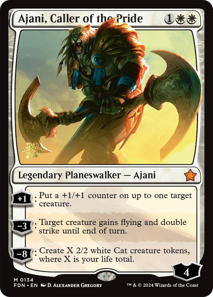 Ajani, Caller of the Pride [Foundations Prerelease Promos] | Silver Goblin