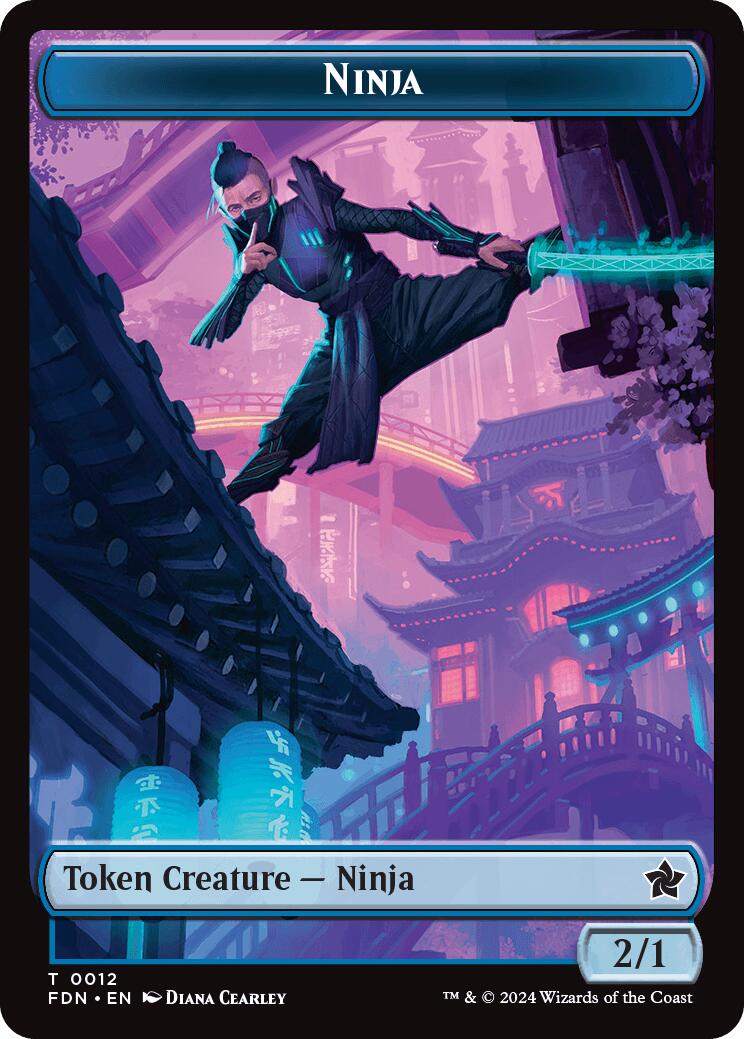 Emblem - Kaito, Cunning Infiltrator // Ninja Doubled-Sided Token [Foundations Tokens] | Silver Goblin