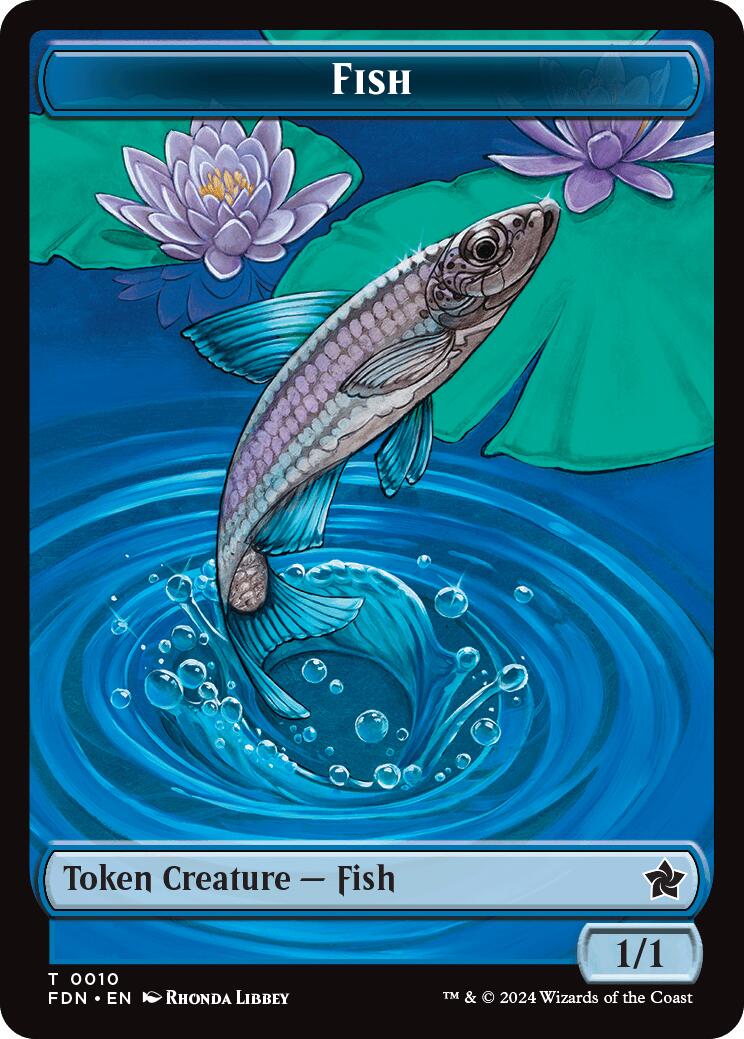 Faerie // Fish Doubled-Sided Token [Foundations Tokens] | Silver Goblin