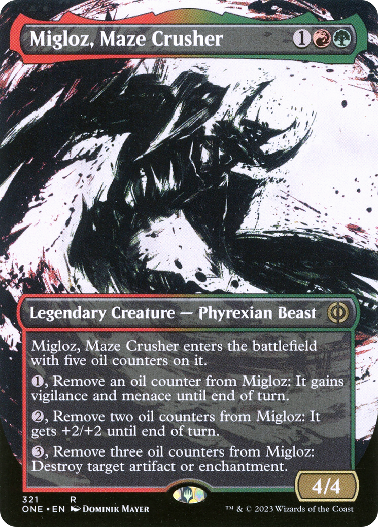 Migloz, Maze Crusher (Borderless Ichor) [Phyrexia: All Will Be One] Foil