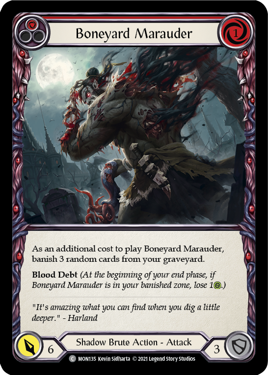 Boneyard Marauder (Red) [MON135-RF] (Monarch)  1st Edition Rainbow Foil | Silver Goblin