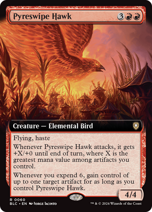 Pyreswipe Hawk (Extended Art) [Bloomburrow Commander] Foil