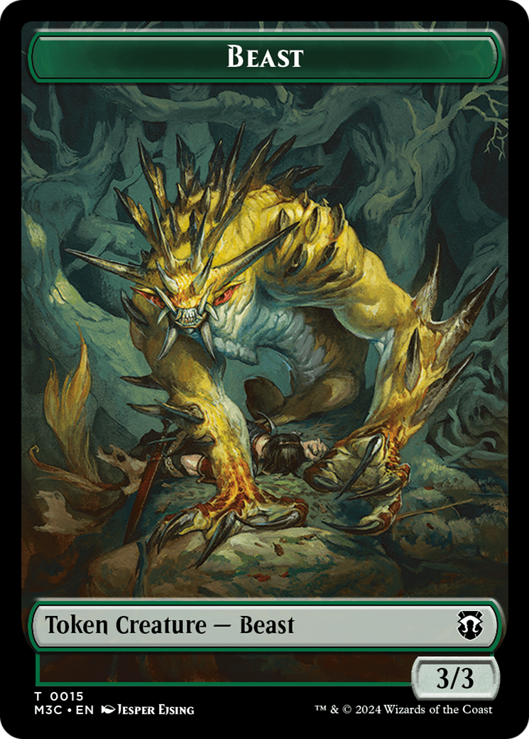 Beast (0015) (Ripple Foil) // Insect (0025) Double-Sided Token [Modern Horizons 3 Commander Tokens] | Silver Goblin