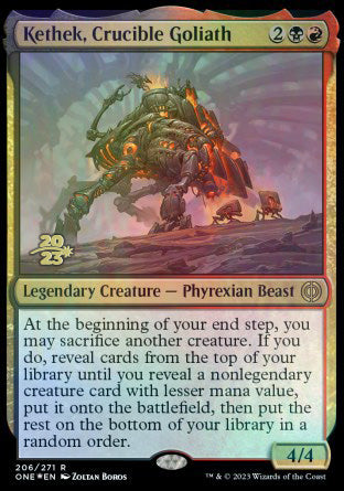 Kethek, Crucible Goliath [Phyrexia: All Will Be One Prerelease Promos] | Silver Goblin