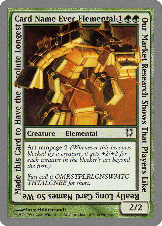 Our Market Research Shows That Players Like Really Long Card Names So We Made this Card to Have the Absolute Longest Card Name Ever Elemental [Unhinged] Foil
