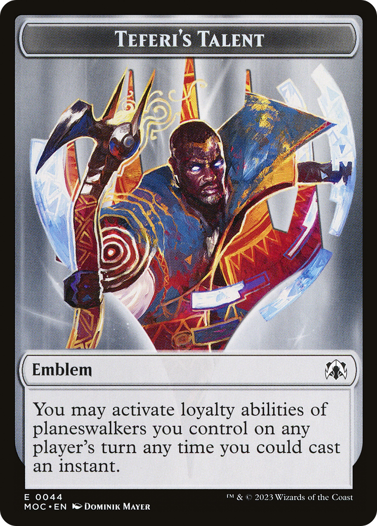 First Mate Ragavan // Teferi's Talent Emblem Double-Sided Token [March of the Machine Commander Tokens] | Silver Goblin