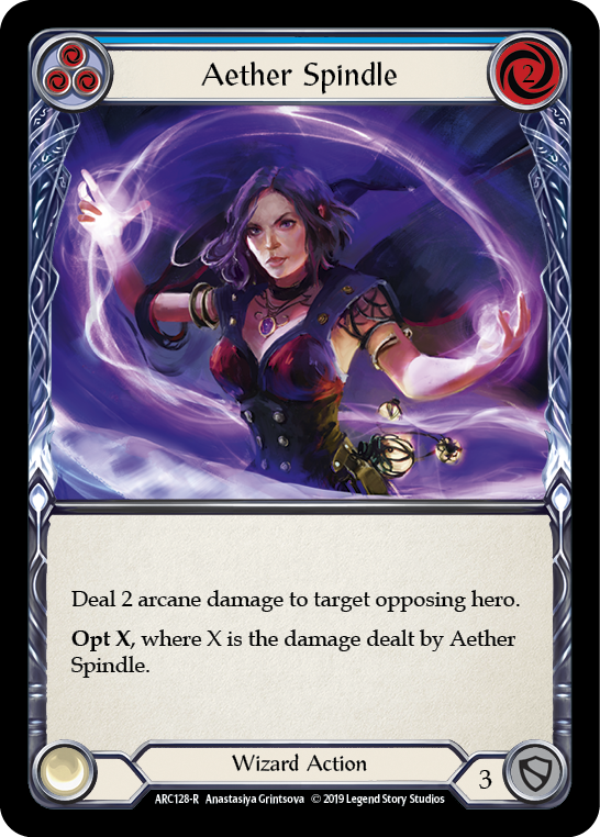 Aether Spindle (Blue) [ARC128-R] (Arcane Rising)  1st Edition Rainbow Foil | Silver Goblin