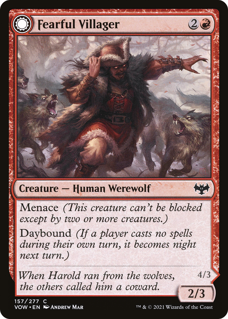 Fearful Villager // Fearsome Werewolf [Innistrad: Crimson Vow] Foil
