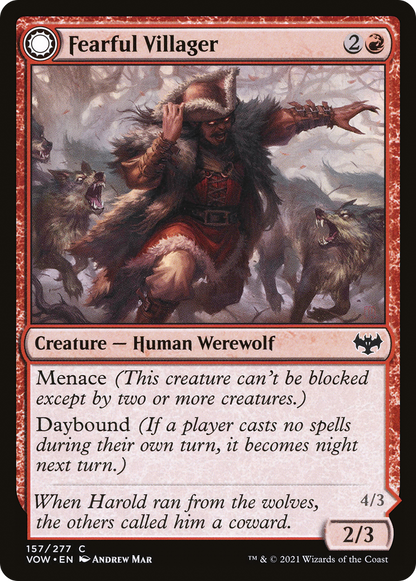 Fearful Villager // Fearsome Werewolf [Innistrad: Crimson Vow] Foil