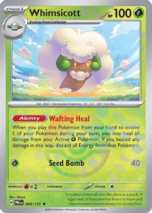 Whimsicott (008/131) (Poke Ball Pattern) [Scarlet & Violet: Prismatic Evolutions] | Silver Goblin