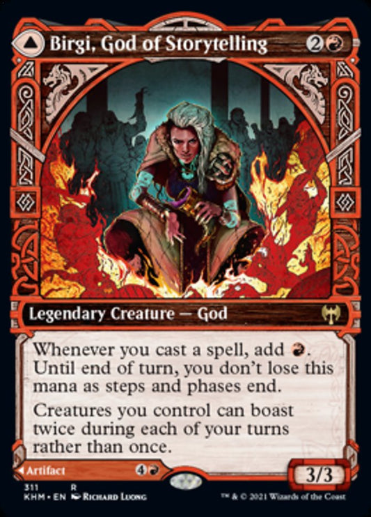 Birgi, God of Storytelling // Harnfel, Horn of Bounty (Showcase) [Kaldheim] Foil