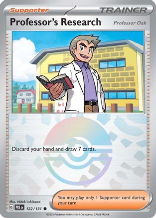 Professor's Research (122/131) [Professor Oak] (Poke Ball Pattern) [Scarlet & Violet: Prismatic Evolutions] | Silver Goblin