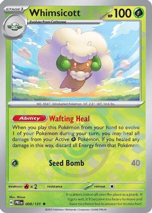 Whimsicott (008/131) (Master Ball Pattern) [Scarlet & Violet: Prismatic Evolutions] | Silver Goblin