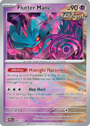 Flutter Mane (043/131) (Master Ball Pattern) [Scarlet & Violet: Prismatic Evolutions] | Silver Goblin