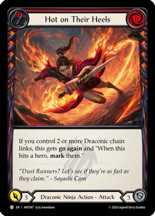 Hot on Their Heels (Red) (HNT067) - The Hunted Rainbow Foil | Silver Goblin