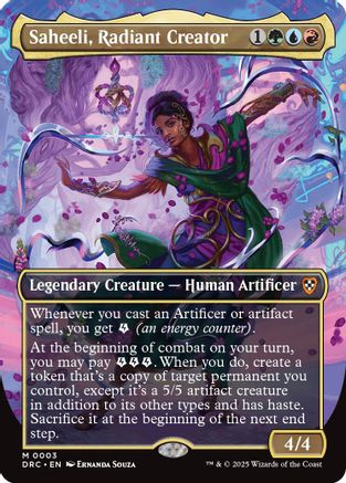 Saheeli, Radiant Creator (Borderless) (003) - Commander: Aetherdrift | Silver Goblin