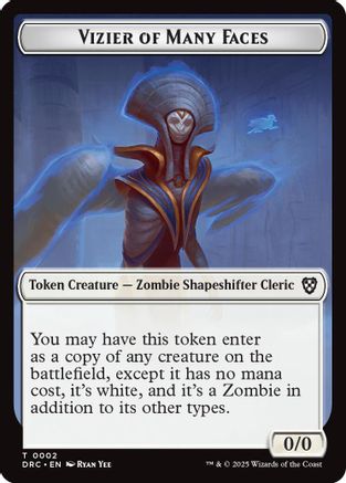 Vizier of Many Faces // Zombie (0003) Double-Sided Token (2 // 3) - Commander: Aetherdrift | Silver Goblin