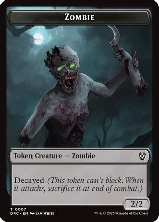 Zombie (0007) // Zombie (0003) Double-Sided Token (7 // 3) - Commander: Aetherdrift