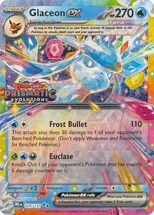 Glaceon ex - 026/131 (Prismatic Evolutions Stamp) (26) Holofoil  - Miscellaneous Cards & Products | Silver Goblin