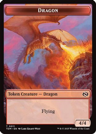 Dragon (0011) // Warrior Double-Sided Token Foil (11 // 13) - Tarkir: Dragonstorm