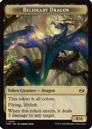 Reliquary Dragon // Dragon (0011) Double-Sided Token Foil (15 // 11) - Tarkir: Dragonstorm