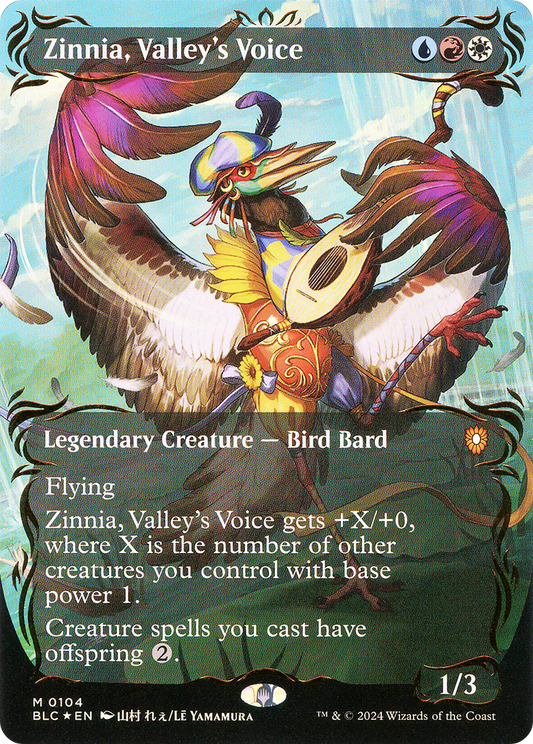 Zinnia, Valley's Voice (Borderless) (Raised Foil) [Bloomburrow Commander]