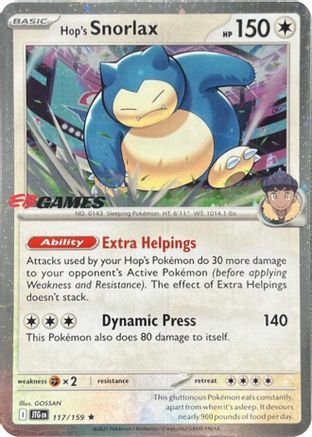 Hop's Snorlax - 117/159 (EB Games) (Cosmos Holo) (117) Holofoil - Miscellaneous Cards & Products