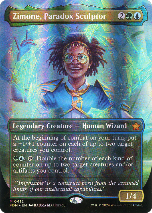 Zimone, Paradox Sculptor (Borderless) (Mana Foil) [Foundations]