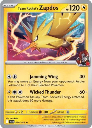 Team Rocket's Zapdos (70) Holofoil - SV10 Destined Rivals
