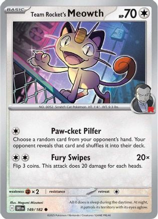 Team Rocket's Meowth (149) Reverse Holofoil - Destined Rivals