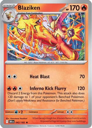 Blaziken - 042/182 (42) Reverse Holofoil - SV10 Destined Rivals
