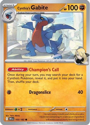 Cynthia's Gabite (103) Reverse Holofoil - Destined Rivals