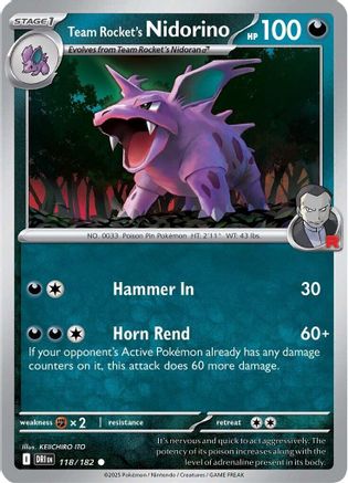 Team Rocket's Nidorino (118) Reverse Holofoil - Destined Rivals