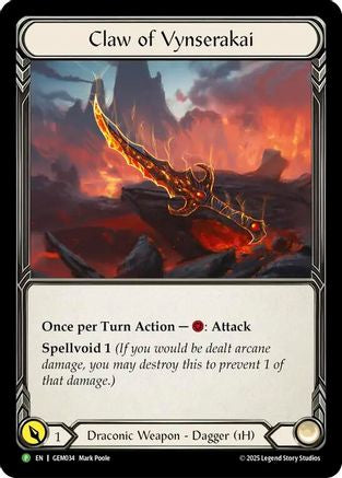 Claw of Vynserakai (GEM034) Cold Foil - GEM Pack