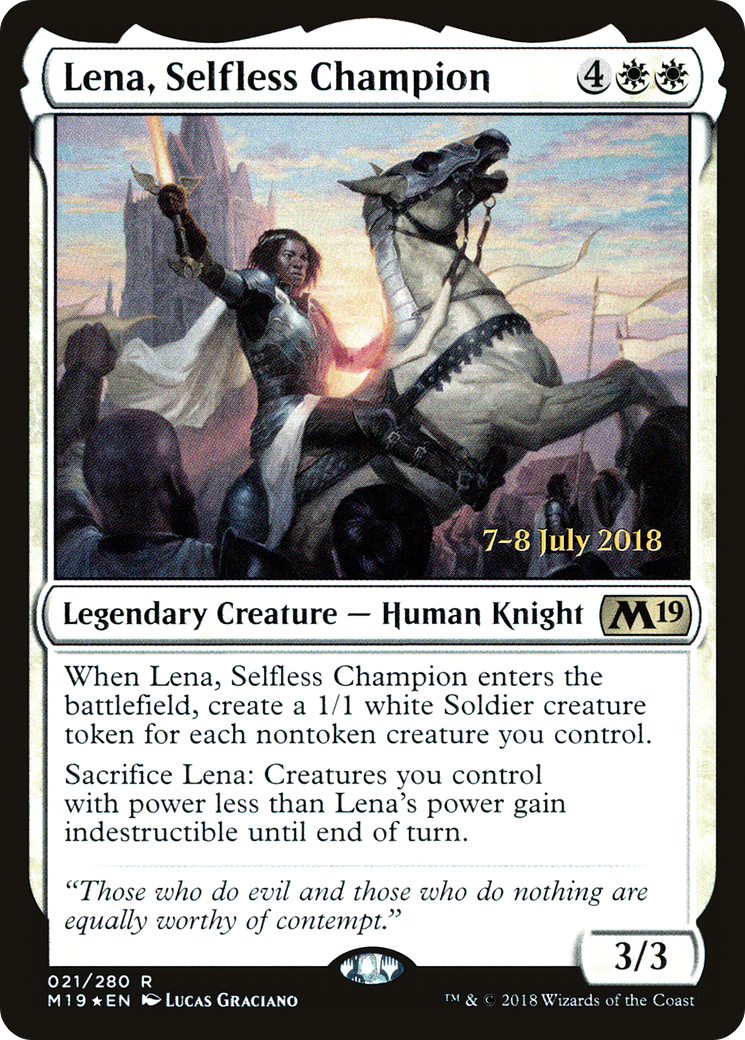Lena, Selfless Champion (21s) Foil - Core Set 2019 Promos