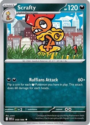 Scrafty (58) Reverse Holofoil - White Flare