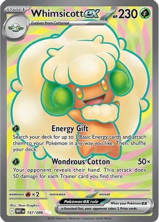 Whimsicott ex (157) Holofoil - White Flare