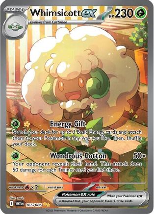 Whimsicott ex (165) Holofoil - White Flare