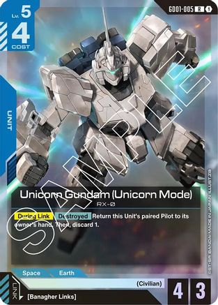 Unicorn Gundam (Unicorn Mode) (GD01-005) Holofoil- Newtype Rising