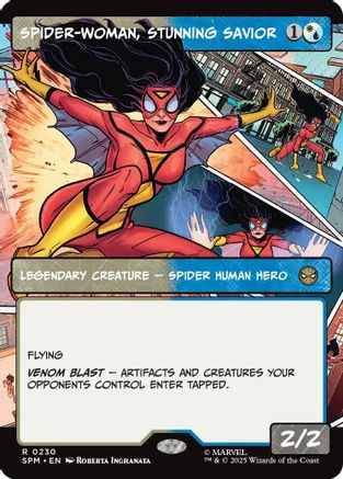 Spider-Woman, Stunning Savior (Borderless) (230) Foil - Marvel's Spider-Man