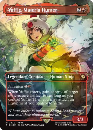 Yuffie, Materia Hunter (Borderless) (Chocobo Track Foil) (470) Foil - Commander: FINAL FANTASY