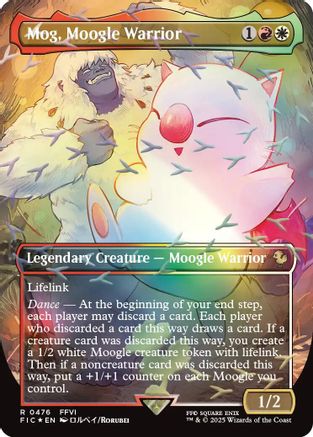 Mog, Moogle Warrior (Borderless) (Chocobo Track Foil) (476) Foil - Commander: FINAL FANTASY