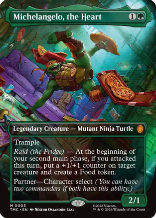 Michelangelo, the Heart (Borderless) (005) Foil - Commander: Teenage Mutant Ninja Turtles
